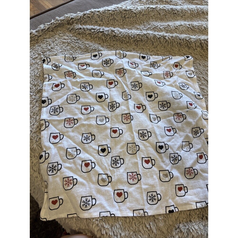 Unbranded Kitchen‎ Tea Towel Unisex OS White Good Coffee Mug Heart Snowflake
